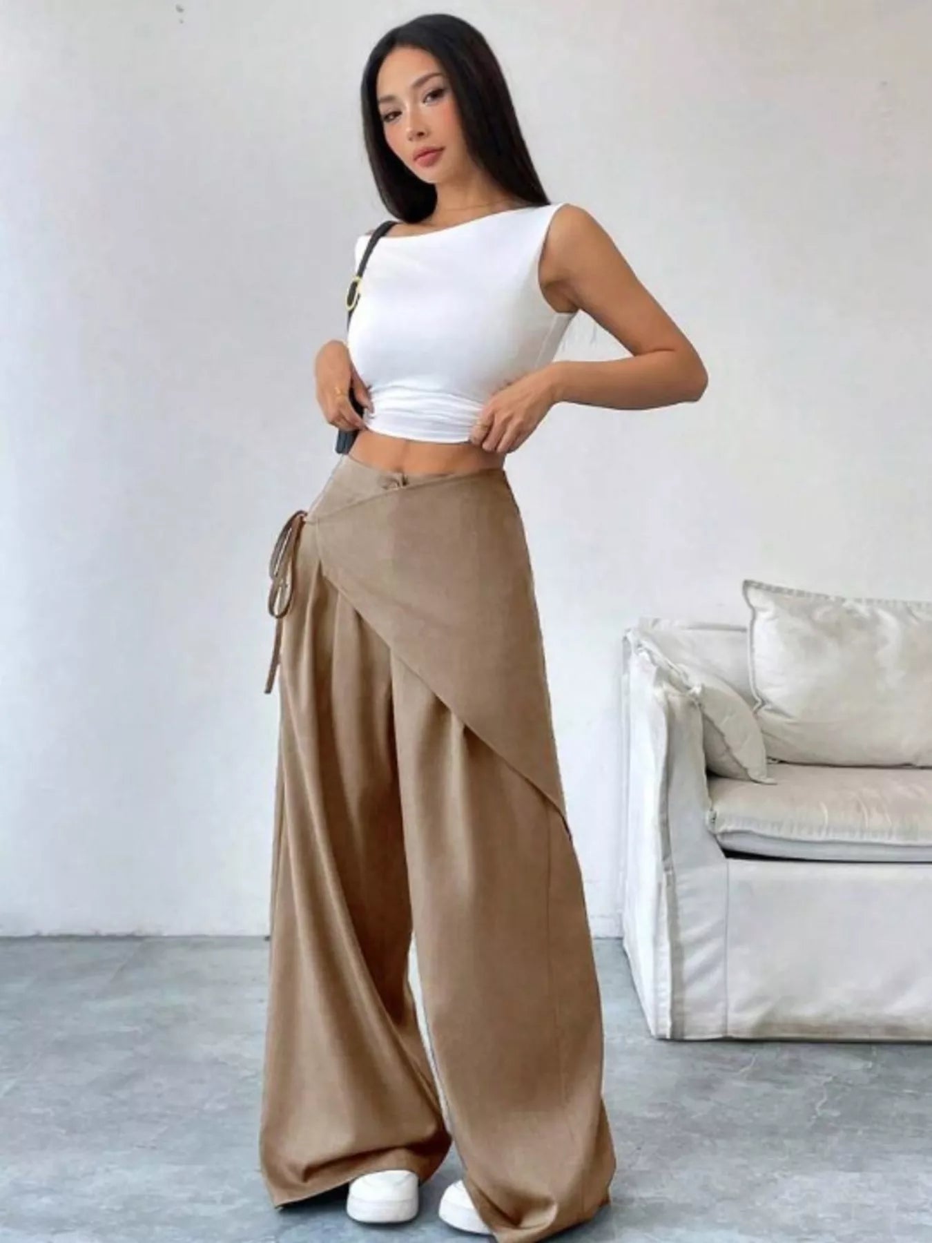Wrap-Front Wide-Leg Pants Women