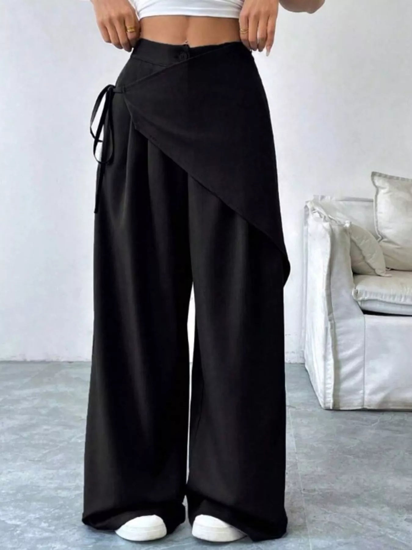 Wrap-Front Wide-Leg Pants Women