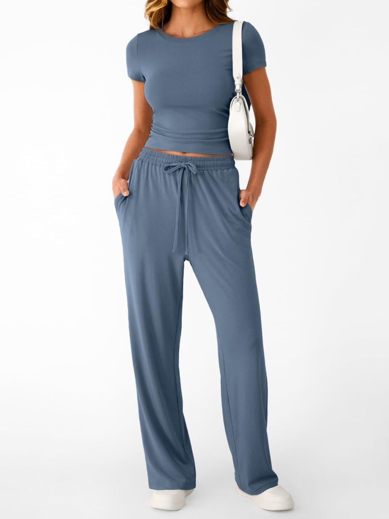 Round Neck Tee and Pants Set