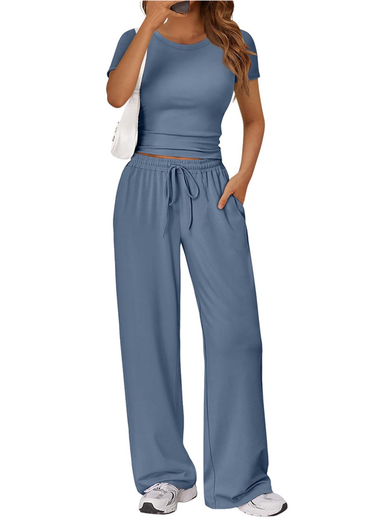 Round Neck Tee and Pants Set