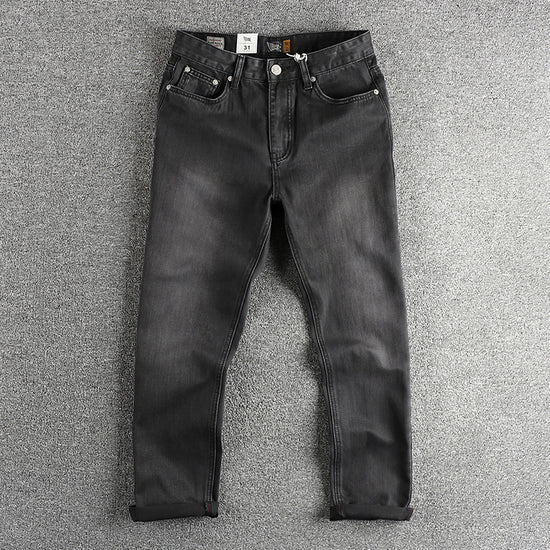 Washed Gray Black Jeans Men