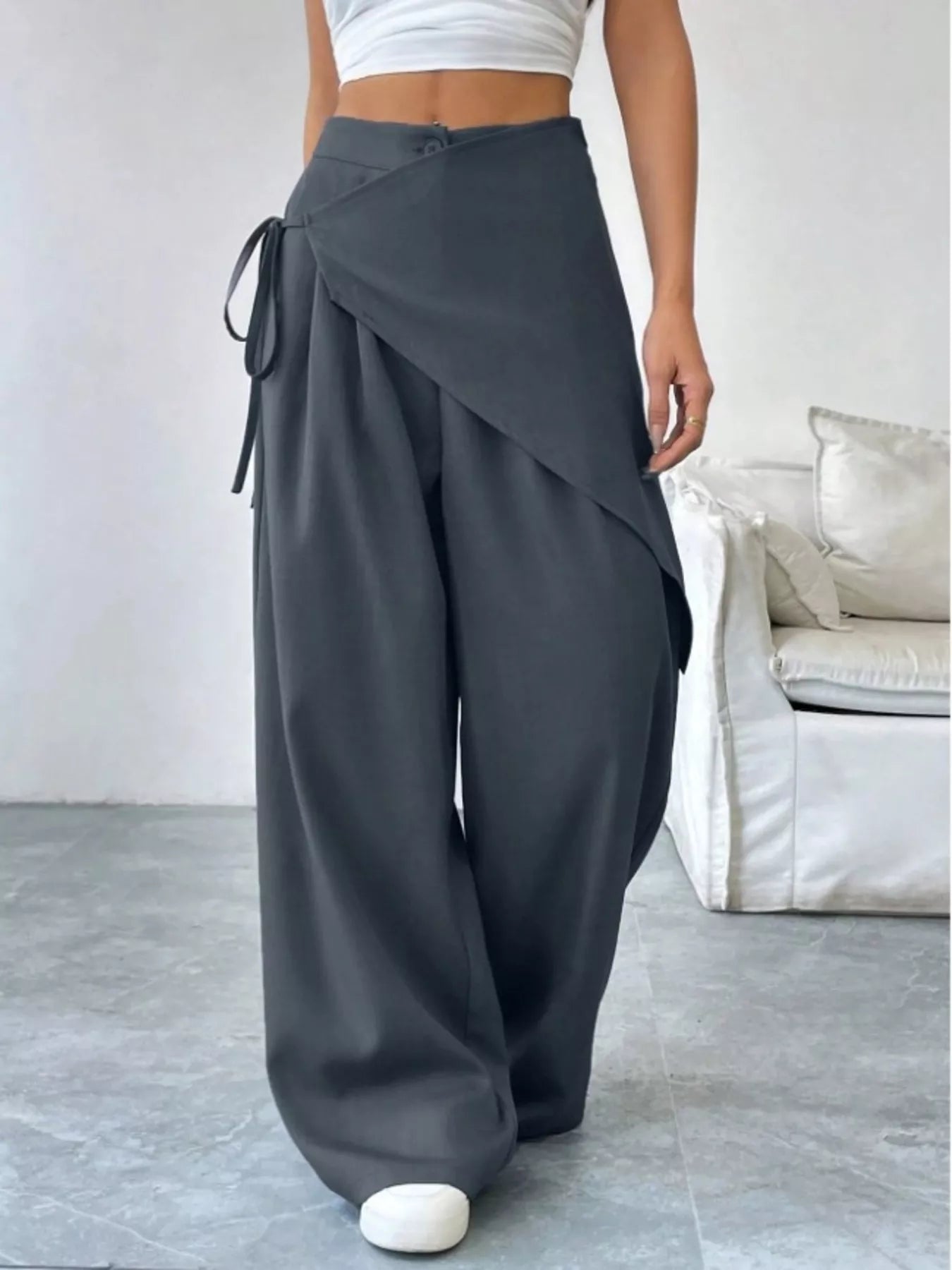 Wrap-Front Wide-Leg Pants Women