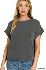 Raised Rib Cap Sleeve Top Women