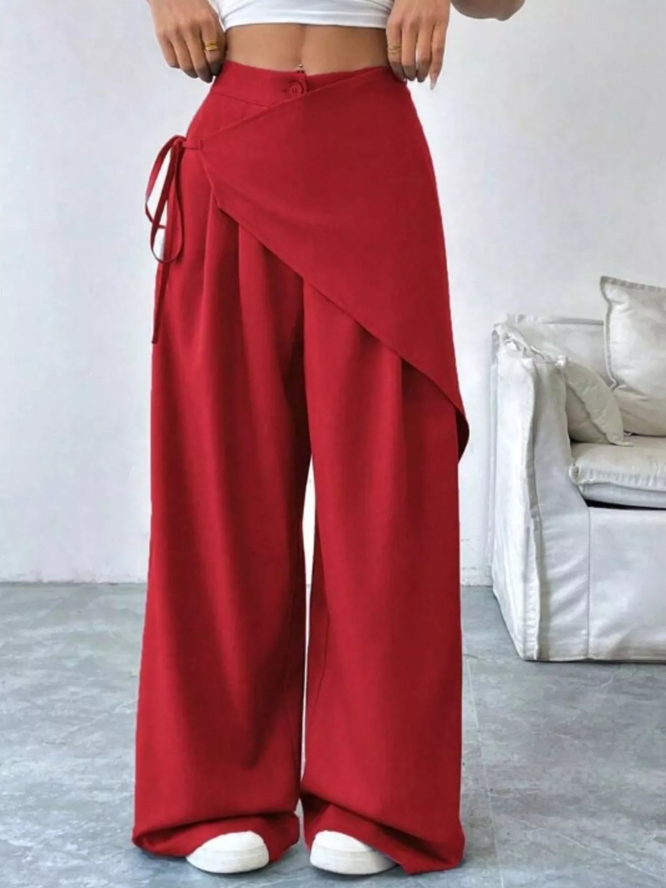 Wrap-Front Wide-Leg Pants Women