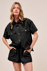 Button Down Denim Game Day Top and Shorts Set SO ME