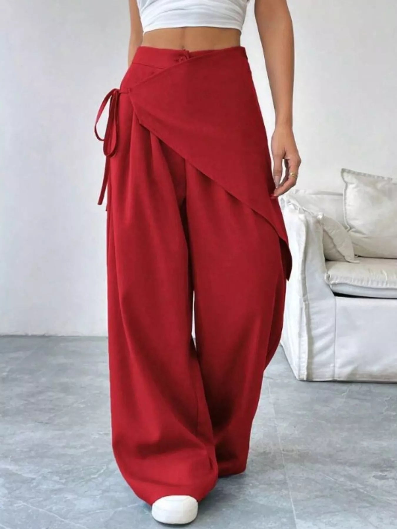 Wrap-Front Wide-Leg Pants Women