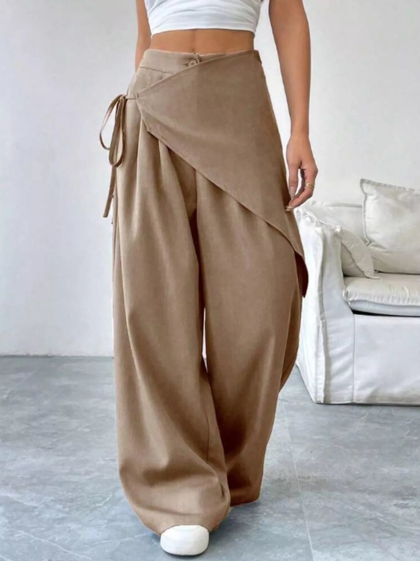 Wrap-Front Wide-Leg Pants Women