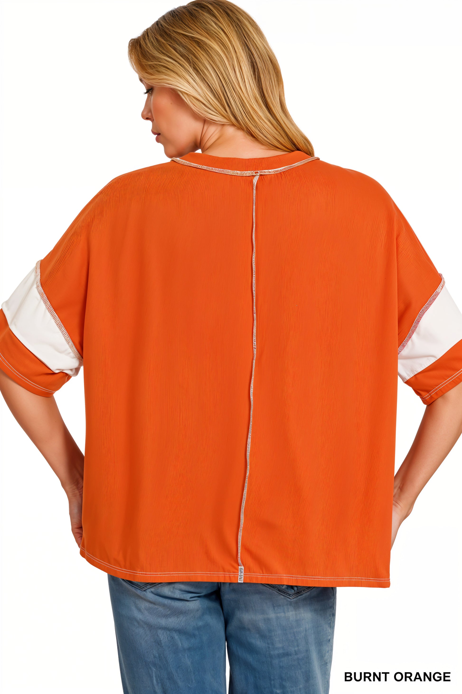 Zenana French Terry Striped Exposed Seam Top