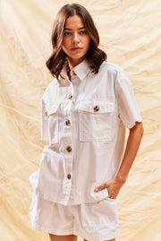 SO ME Denim Game Day Top and Shorts Set White