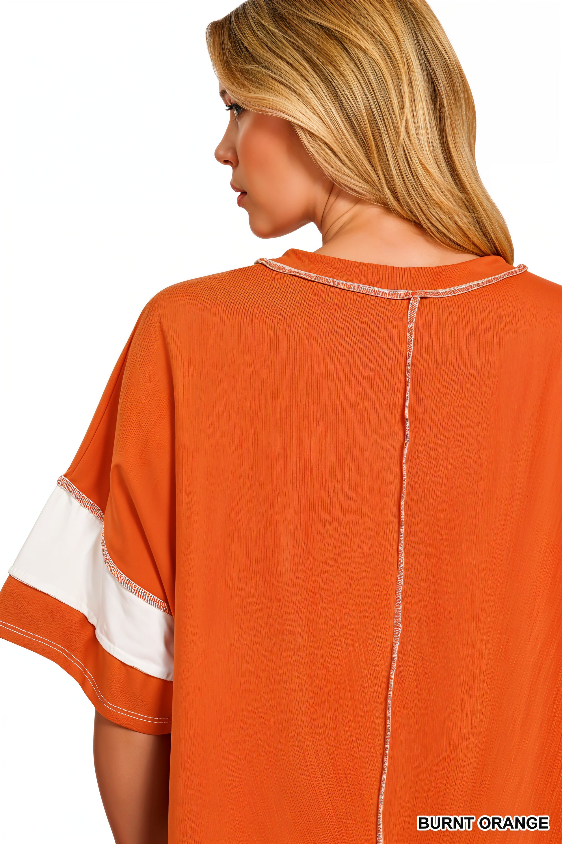 Zenana French Terry Striped Exposed Seam Top