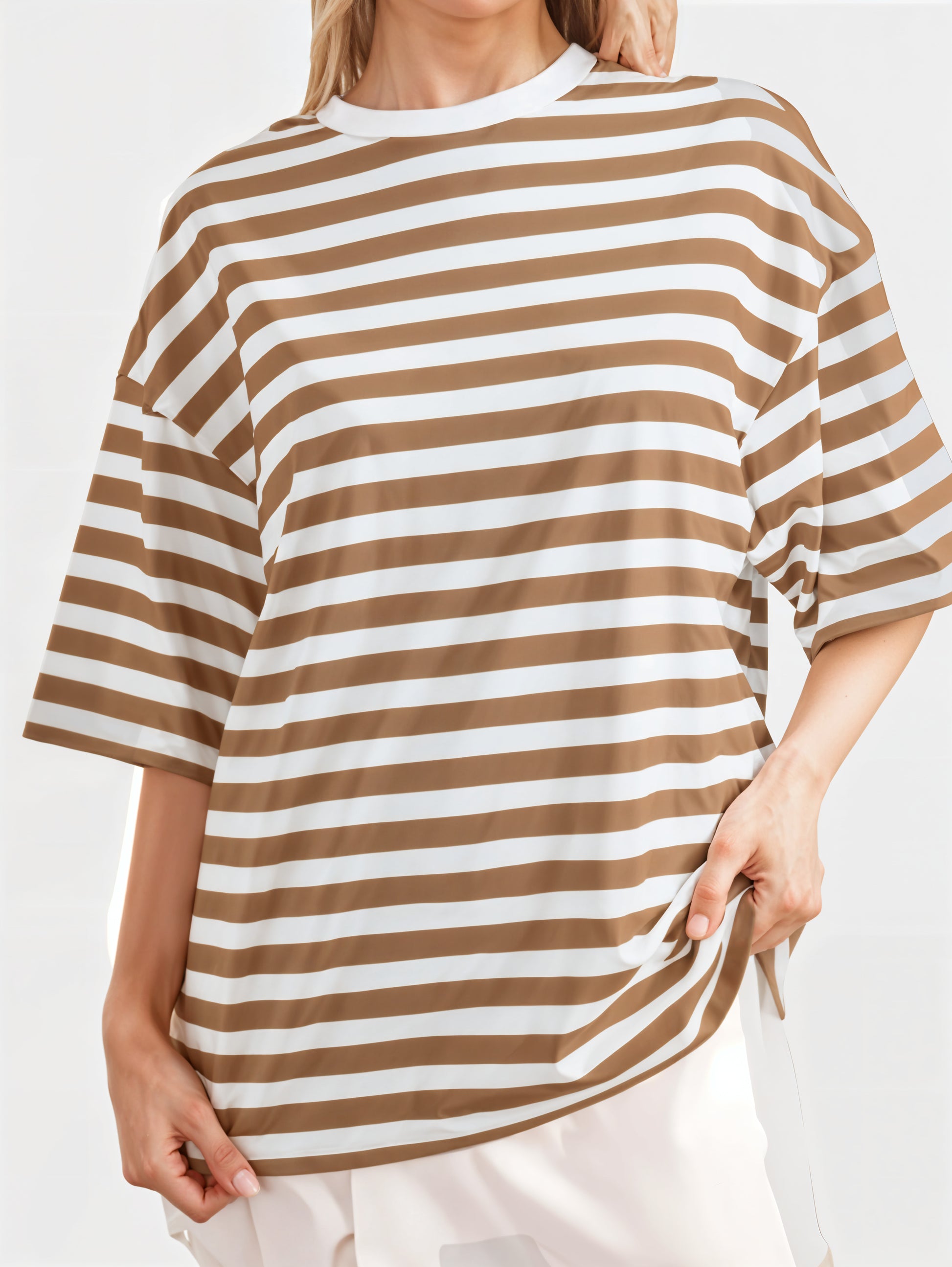 Striped Round Neck Half Sleeve T-Shirt