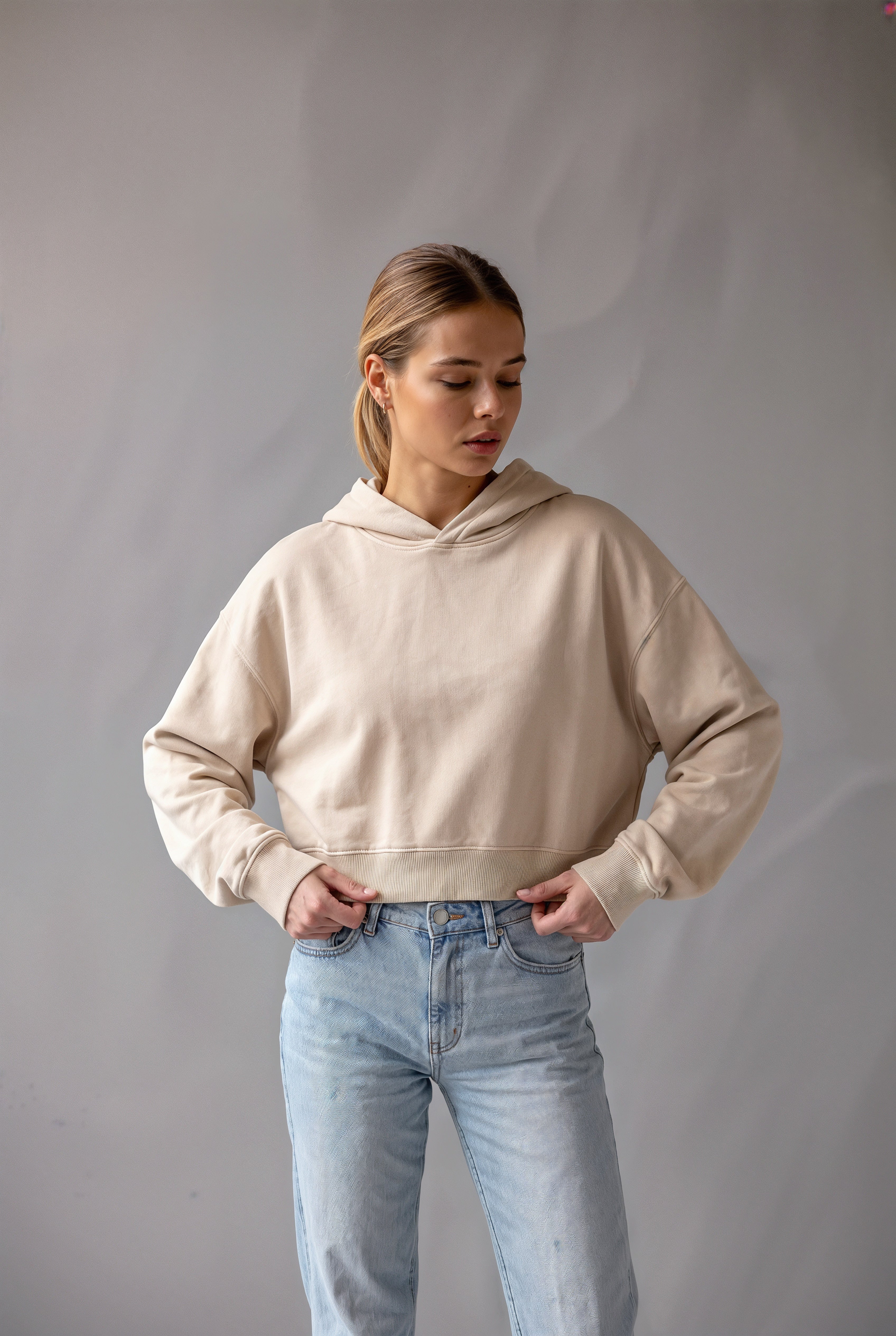 Women’s Mineral Washed Crop Hoodie