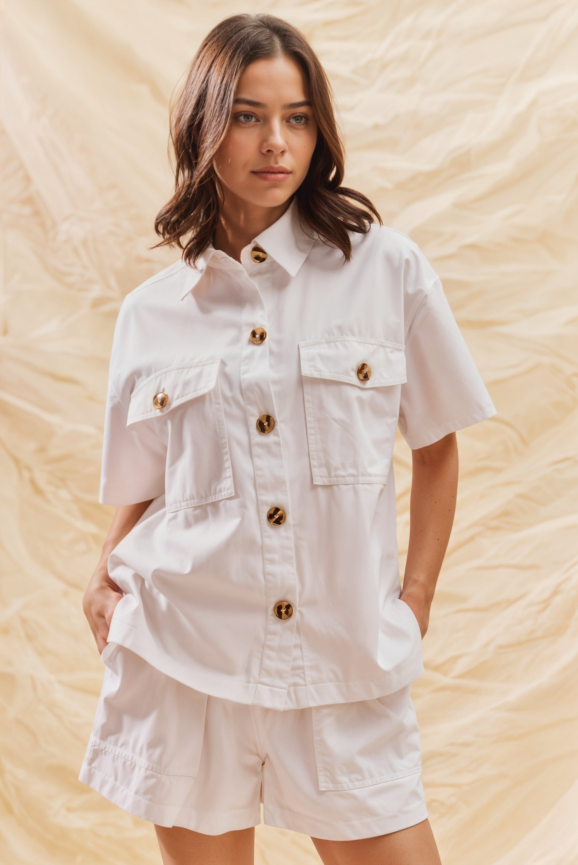 SO ME Denim Game Day Top and Shorts Set White