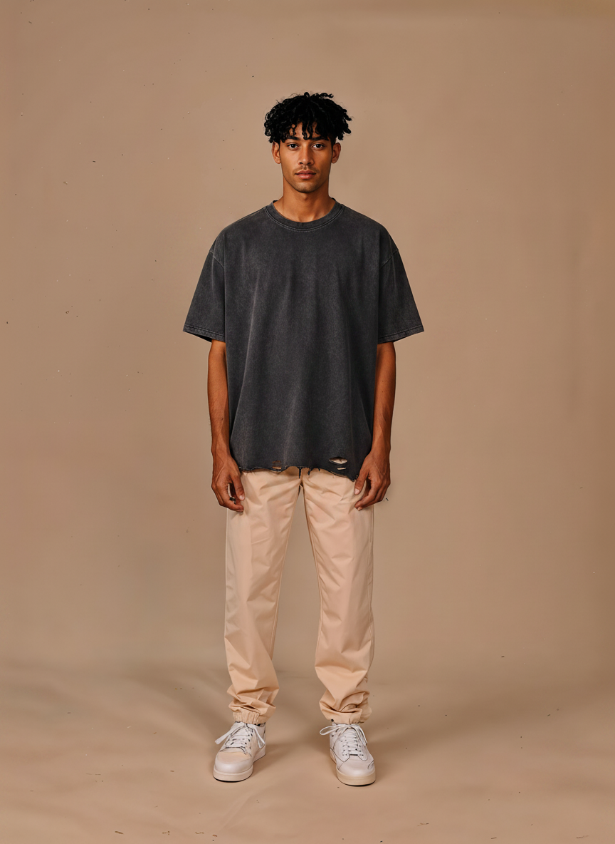 Vintage Wash Boxy Distressed Hem T-Shirt