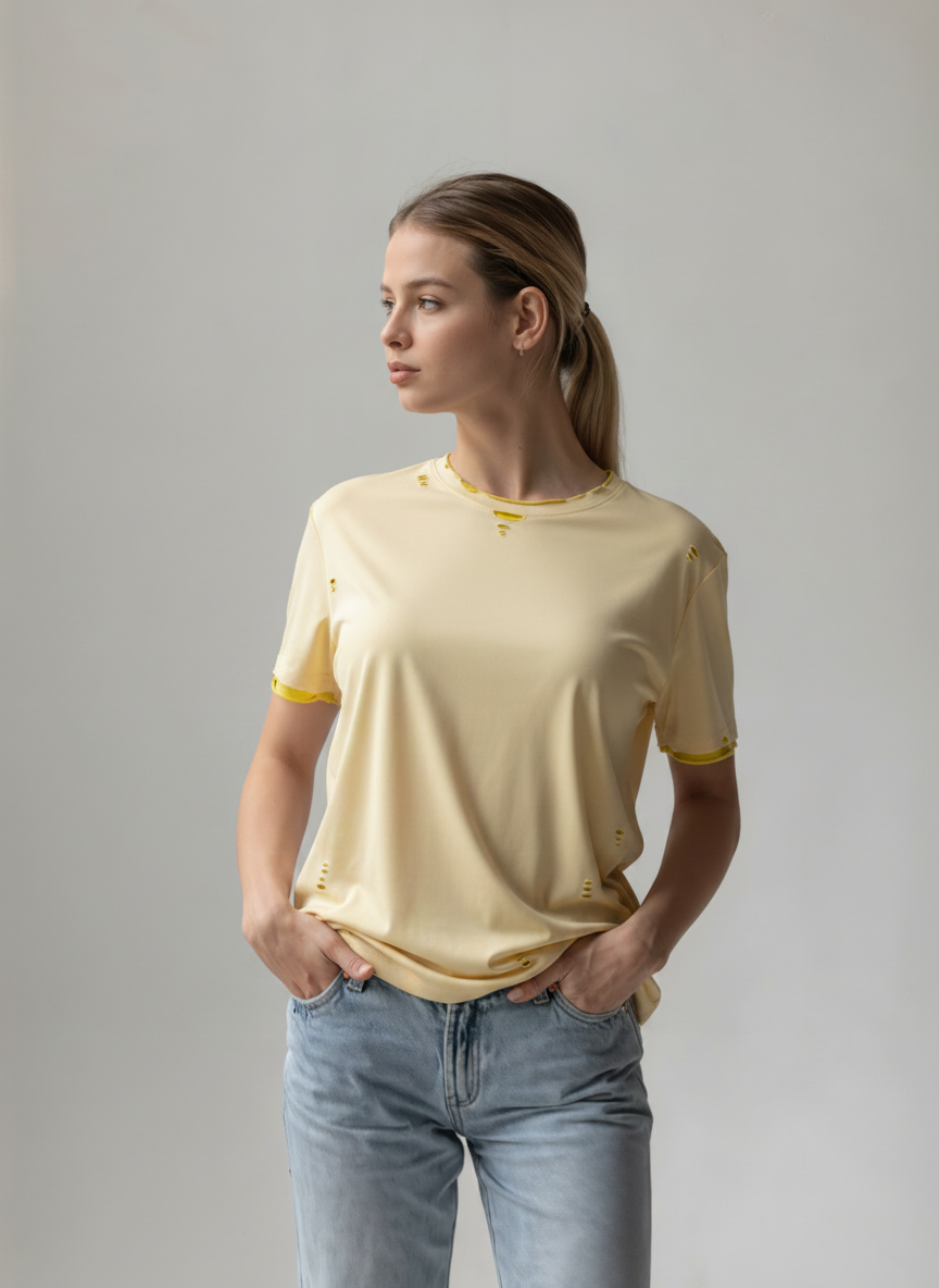 Hand-frayed Reversible T-shirt