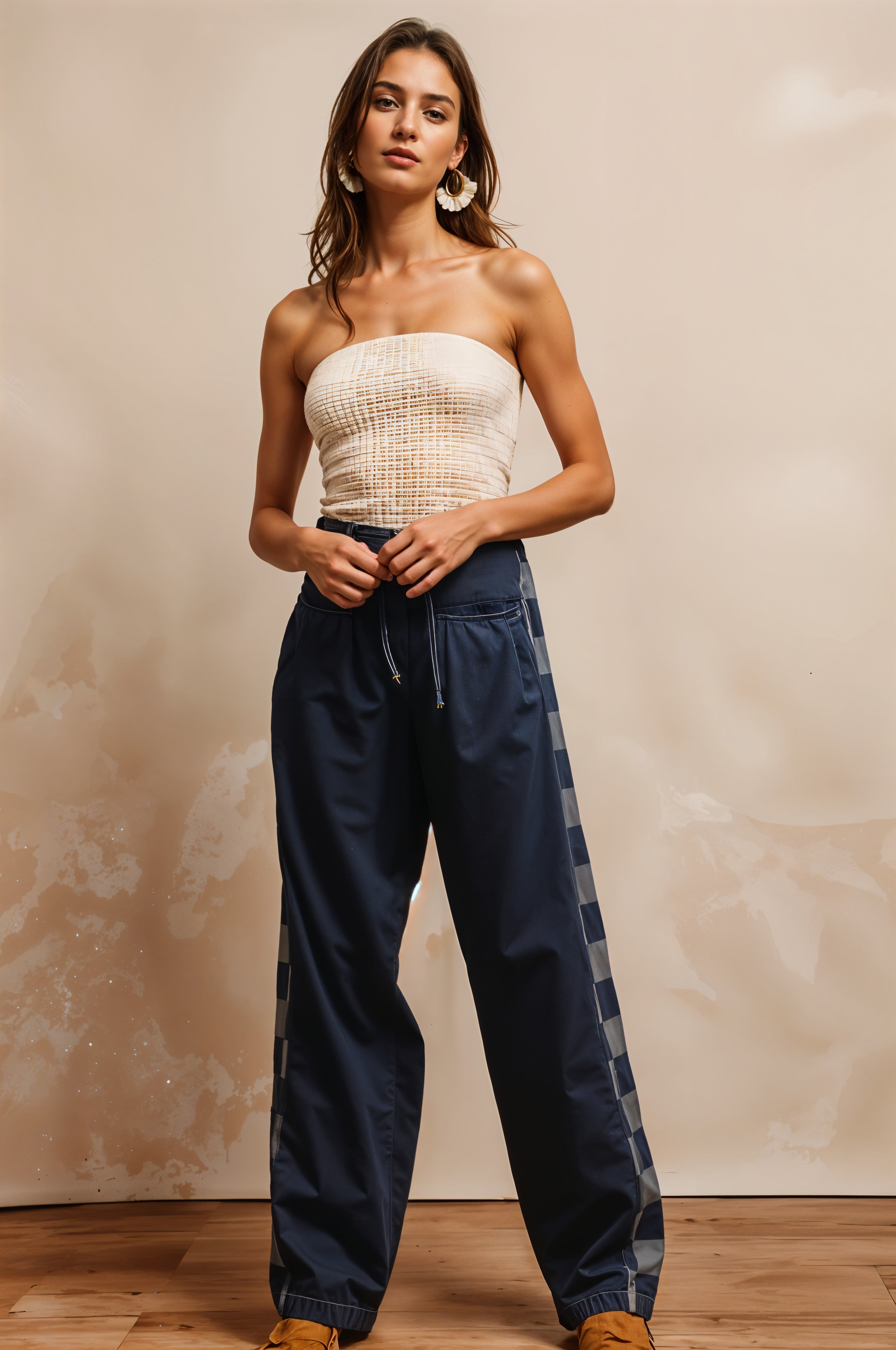 BiBi Washed Denim Mix And Match Long Pants